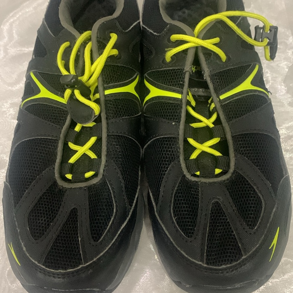SPEEDO MEN’S HYDRO COMFORT 4.0 WATER SHOES Black Neon Yellow Bungee - Picture 14 of 15